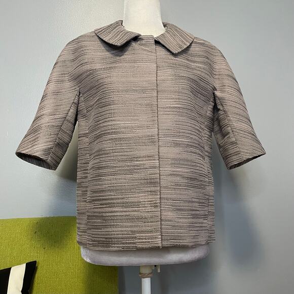 Ann Taylor Gray Silver Short Sleeve Blazer Jacket - Picture 1 of 6